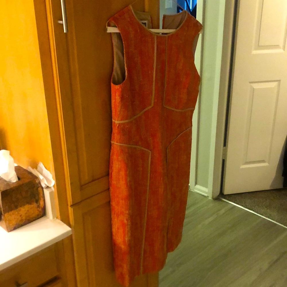 Anne Klein knit orange pencil dress